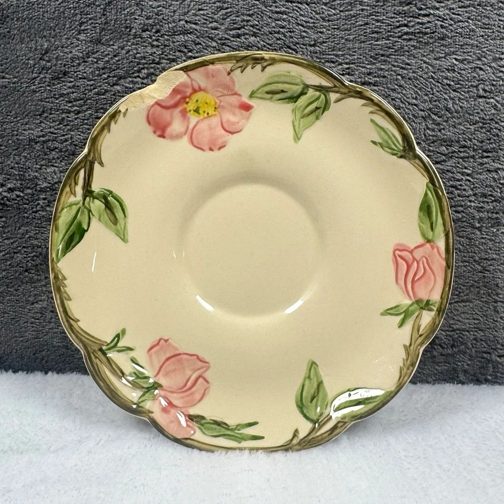 Franciscan Desert Rose Floral Ceramic Saucer 6 in Round Made in California USA